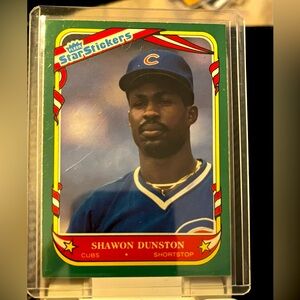 VINTAGE 1987 Fleer MLB Baseball Star Stickers Shawon Dunston #36 Chicago Cubs